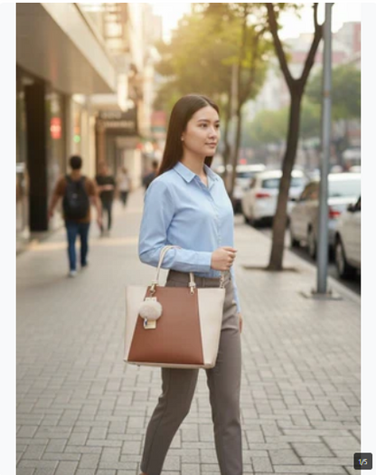 Two-Tone Elegant Tote Handbag
